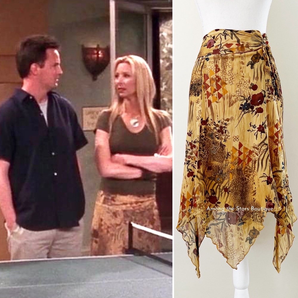 Rare Early 2000s Vintage Boho Handkerchief Hem Skirt ASO Phoebe in Friends - Picture 6 of 16